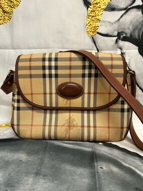Burberry Classic Check Crossbody Bag in Beige and Brown